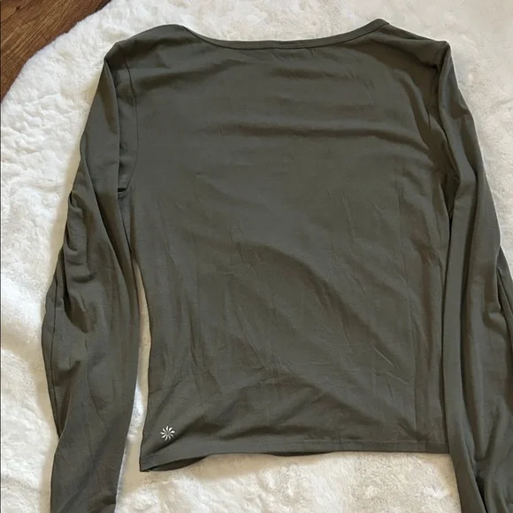 Athleta Olive Long Sleeve Wrap Top - Picture 3 of 3